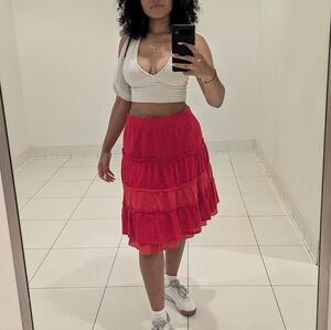 Vintage Red Tiered Skirt